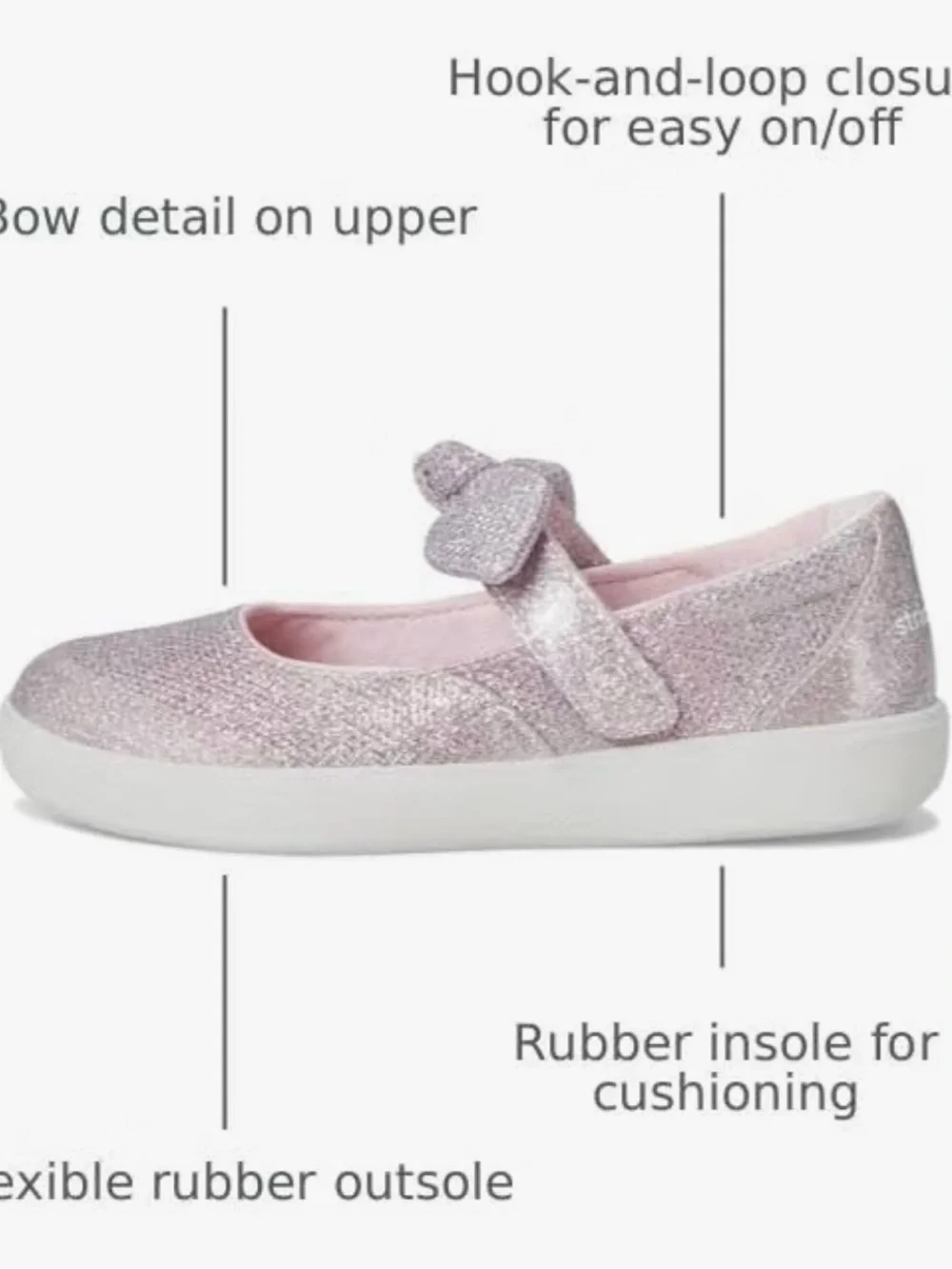 Stride Rite Glitter Bow Mary Jane Shoes - Light Pink